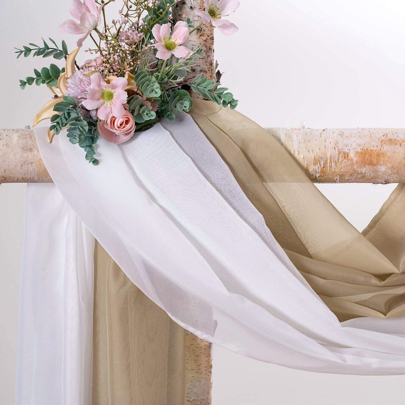 MIULEE Luxury Sheer Voile Elegant Window Scarf Topper - Long Valance Solid Treatment Swags Drapes for Ceremony, Wedding, Canopy Bed - 54" x 216" White 1 Piece - Image 3